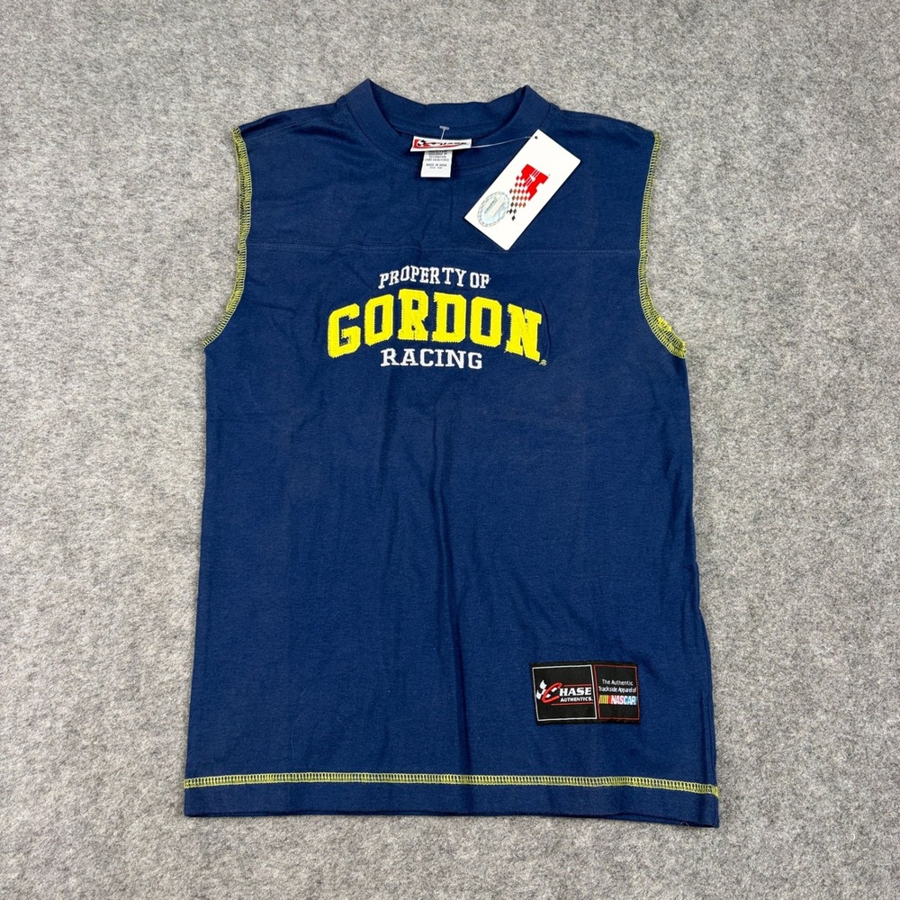 Y2K Chase Authentics NASCAR Gordon Racing Kids SM Navy Blue Sleeveless Shirt NWT